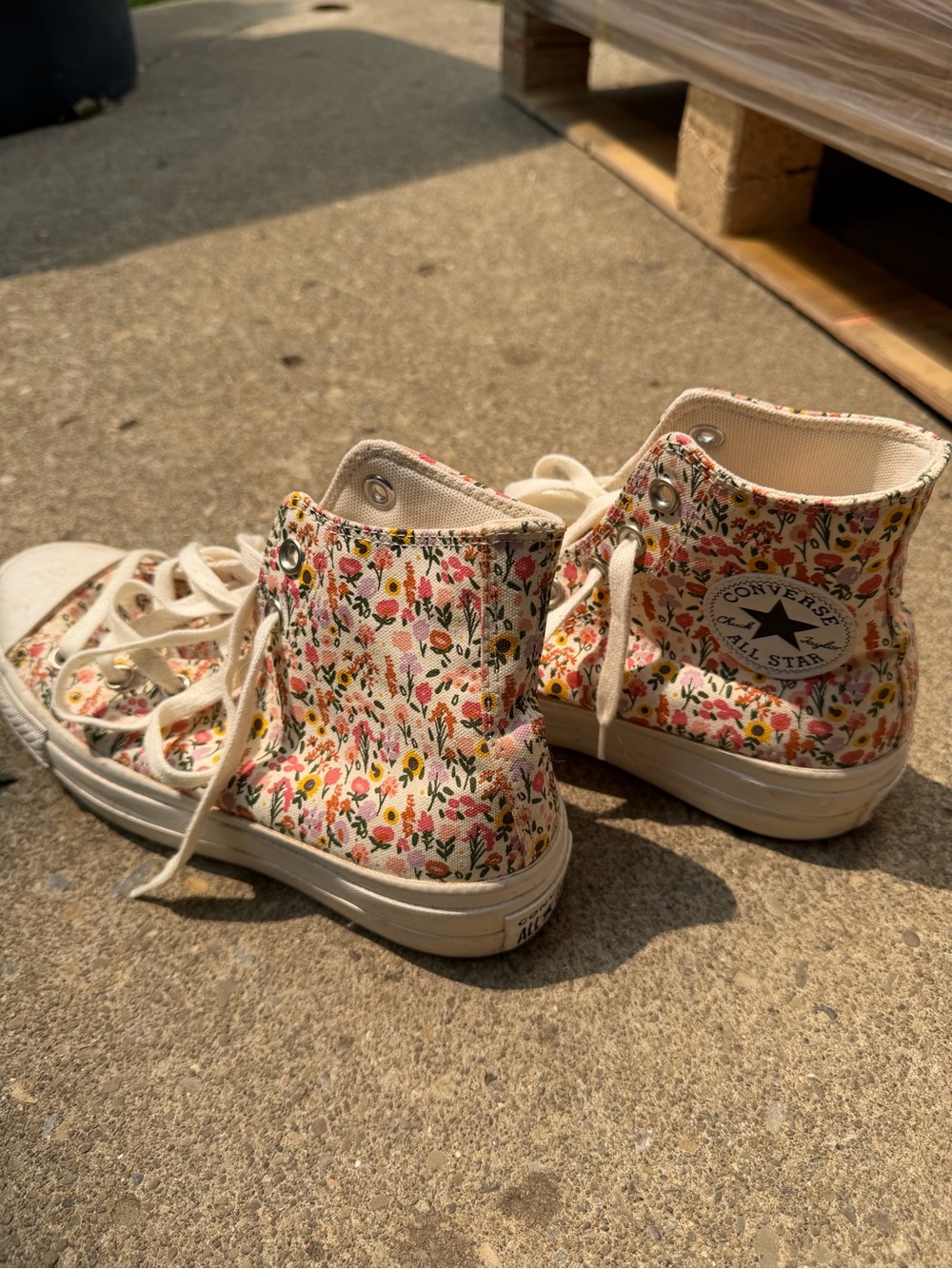 Converse Floral High-Top Sneakers - Pink, Yellow & Green